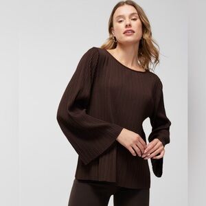NWT Chico’s size 3(XL/16) Dark Brown Pleated Bateau-Neck Top
